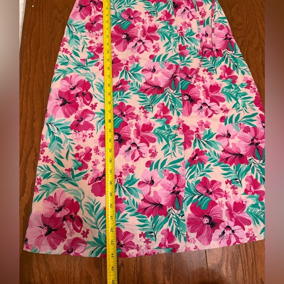 J.Crew  pink and green floral print cotton wrap midi dress size 2 - Picture 3 of 6